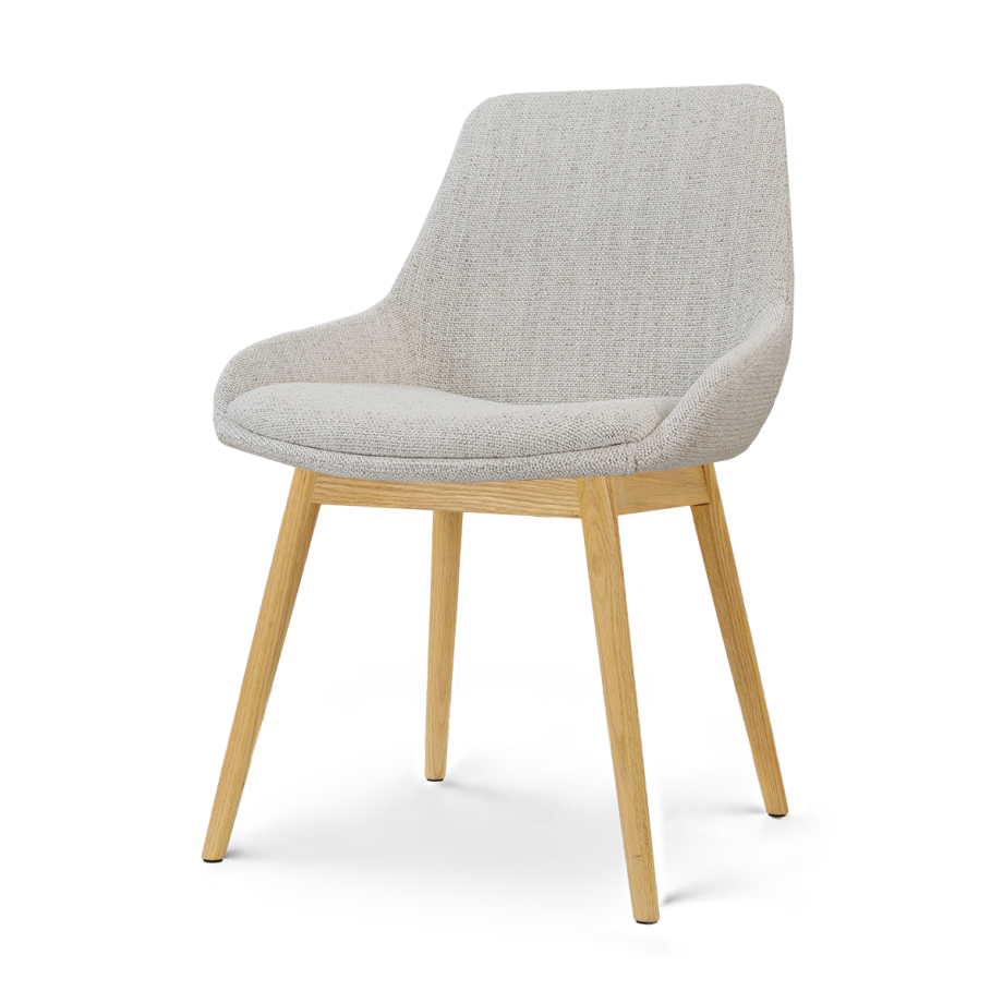 Nio-Isa eetkamerstoel beige gemêleerd - houten onderstel Nio-Isa eetkamerstoel beige gemêleerd - houten onderstel afbeelding 1