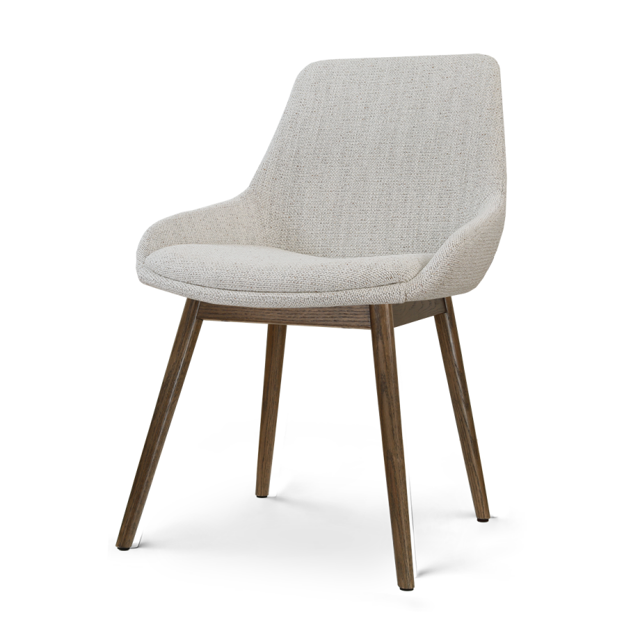 Nio-Isa eetkamerstoel beige gemêleerd - walnoot houten onderstel Nio-Isa eetkamerstoel beige gemêleerd - walnoot houten onderstel afbeelding 1