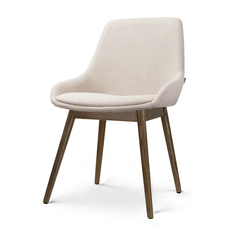 Nio-Isa eetkamerstoel beige - walnoot houten onderstel Nio-Isa eetkamerstoel beige - walnoot houten onderstel afbeelding 1
