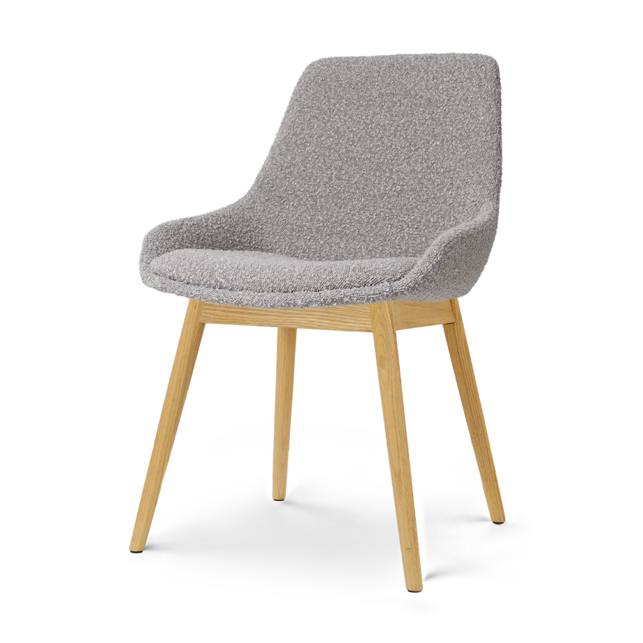 Nio-Isa eetkamerstoel bouclé taupe - houten onderstel Nio-Isa eetkamerstoel bouclé taupe - houten onderstel afbeelding 1