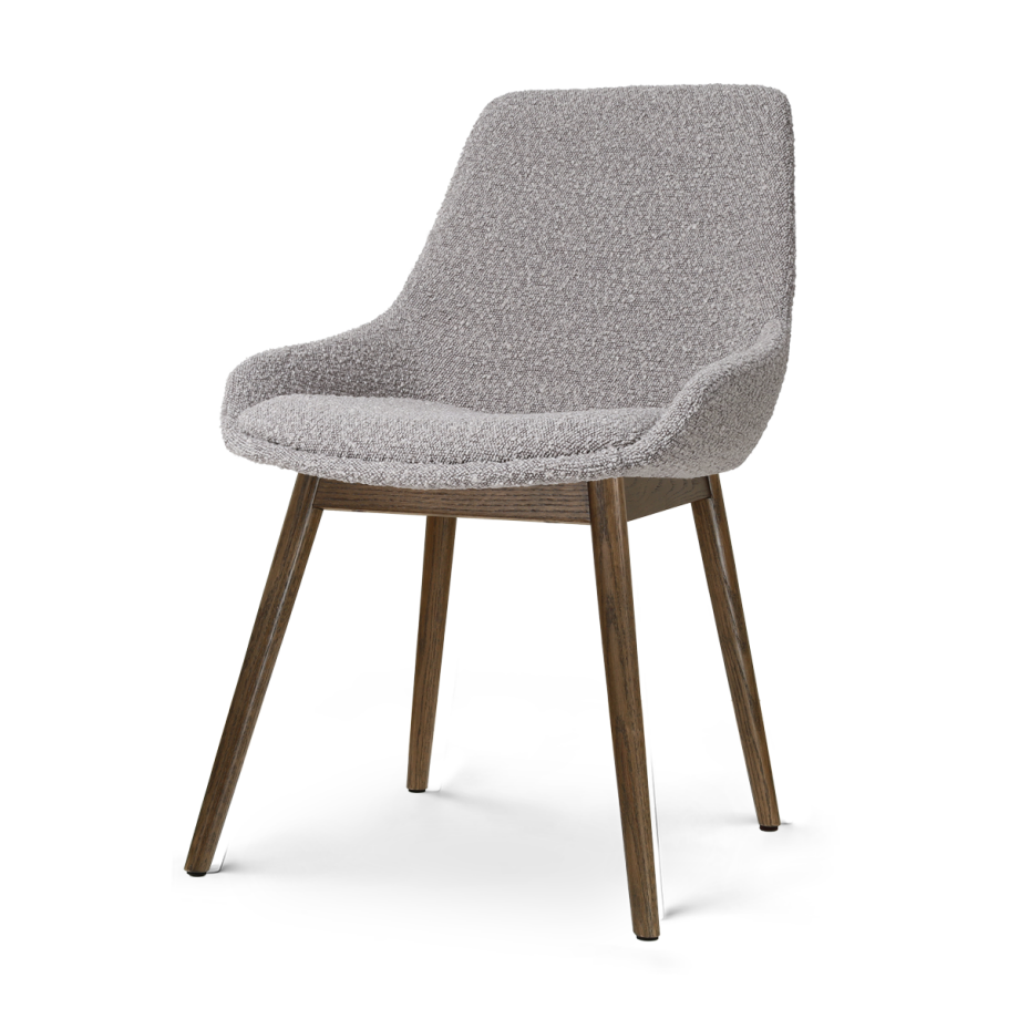 Nio-Isa eetkamerstoel bouclé taupe - walnoot houten onderstel Nio-Isa eetkamerstoel bouclé taupe - walnoot houten onderstel afbeelding 1