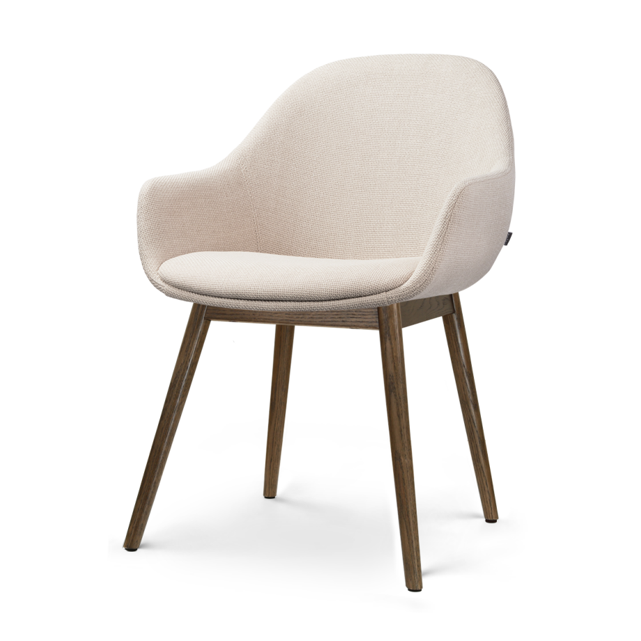 Nio-Mae eetkamerstoel beige - walnoot houten onderstel afbeelding 1