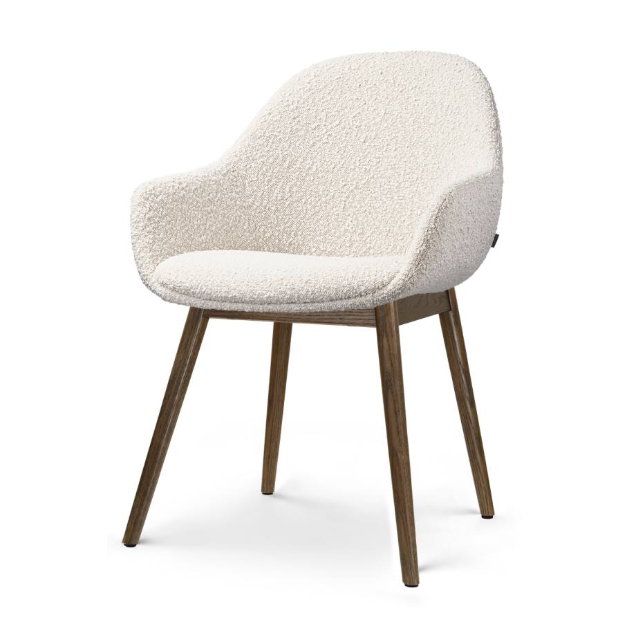 Nio-Mae eetkamerstoel bouclé beige - walnoot houten onderstel afbeelding 1