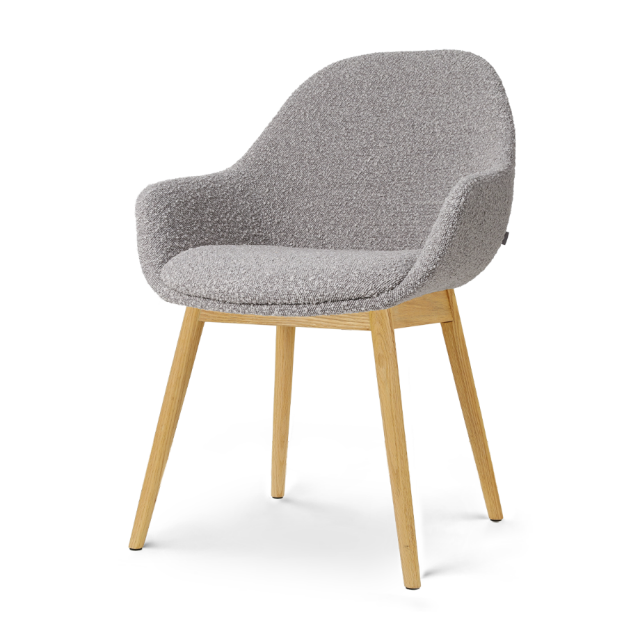 Nio-Mae eetkamerstoel bouclé taupe - houten onderstel Nio-Mae eetkamerstoel bouclé taupe - houten onderstel afbeelding 1