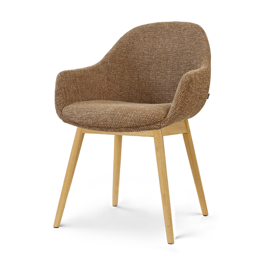 Nio-Mae eetkamerstoel bruin blend - houten onderstel Nio-Mae eetkamerstoel bruin blend - houten onderstel afbeelding 1