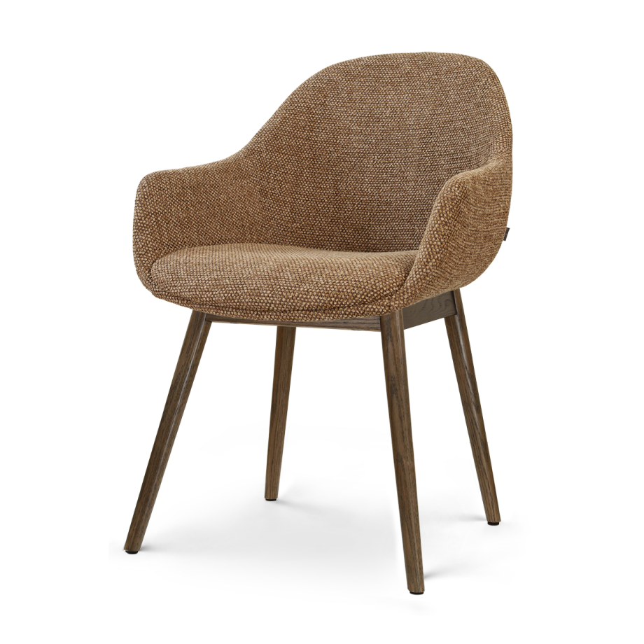 Nio-Mae eetkamerstoel bruin blend - walnoot houten onderstel afbeelding 1