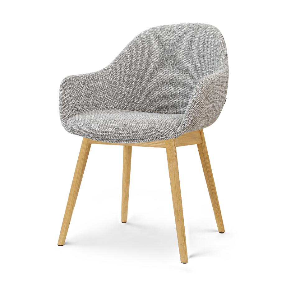 Nio-Mae eetkamerstoel grijs blend - houten onderstel Nio-Mae eetkamerstoel grijs blend - houten onderstel afbeelding 1