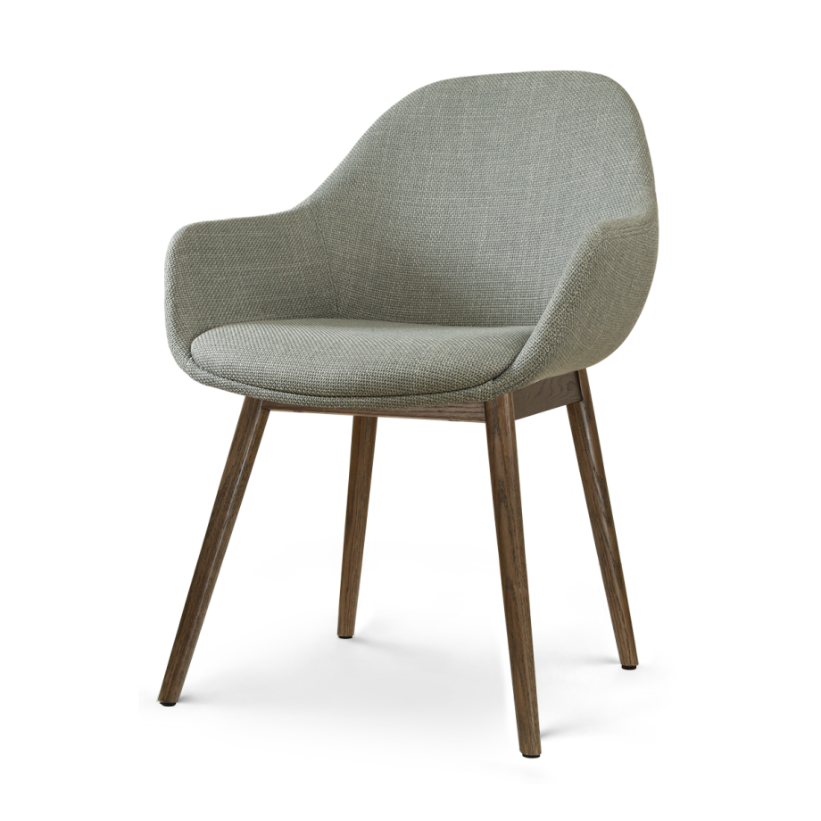 Nio-Mae eetkamerstoel saliegroen - walnoot houten onderstel afbeelding 1