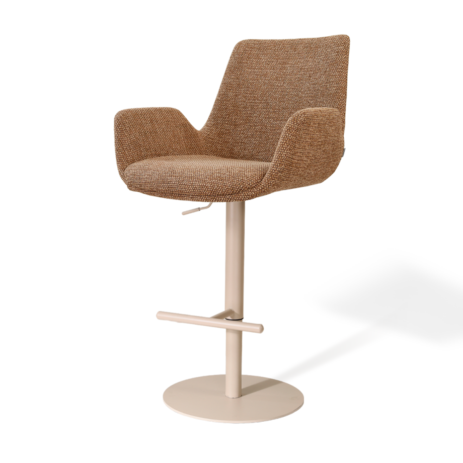 Niva-Eef draaibare tulp barkruk bruin blend - verstelbaar - beige onderstel afbeelding 1