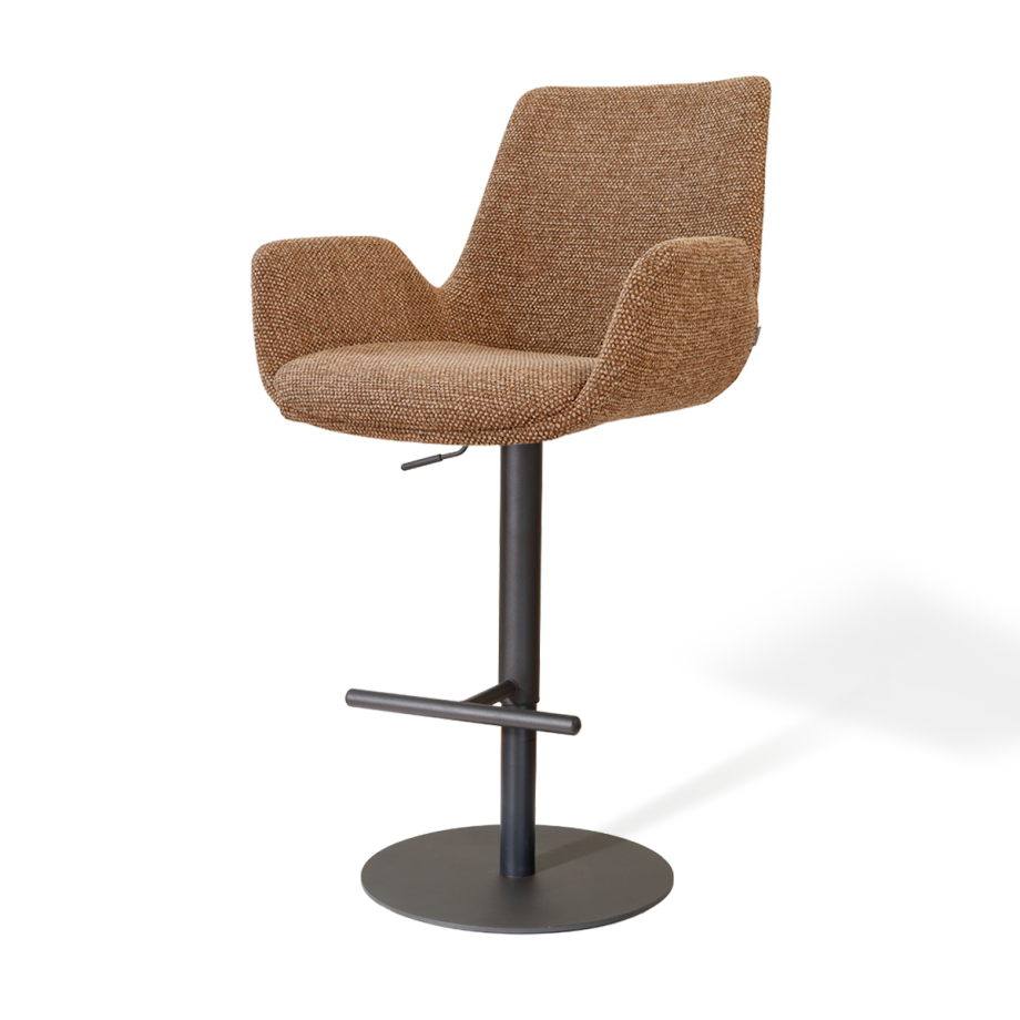 Niva-Eef draaibare tulp barkruk bruin blend - verstelbaar - mat zwart onderstel afbeelding 1