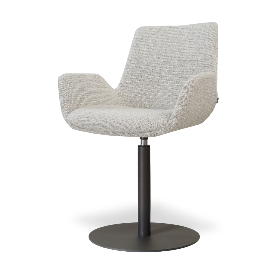 Niva-Eef draaibare tulp eetkamerstoel beige gemêleerd - mat zwart onderstel afbeelding 1