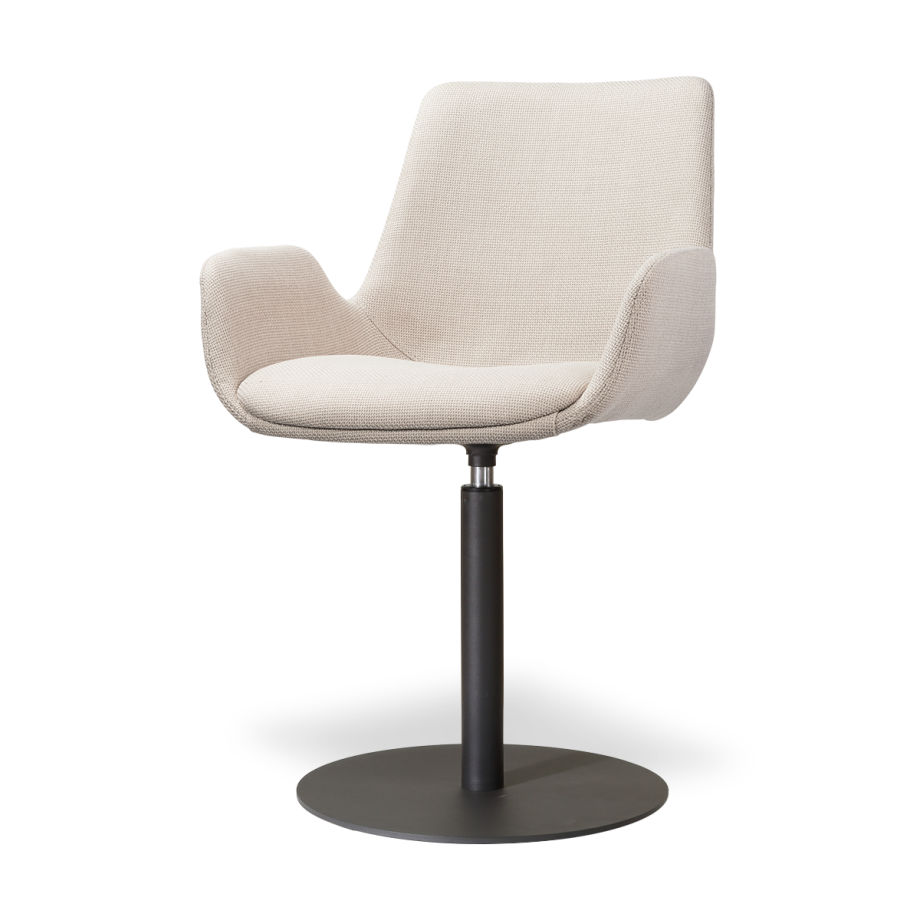 Niva-Eef draaibare tulp eetkamerstoel beige - mat zwart onderstel afbeelding 1