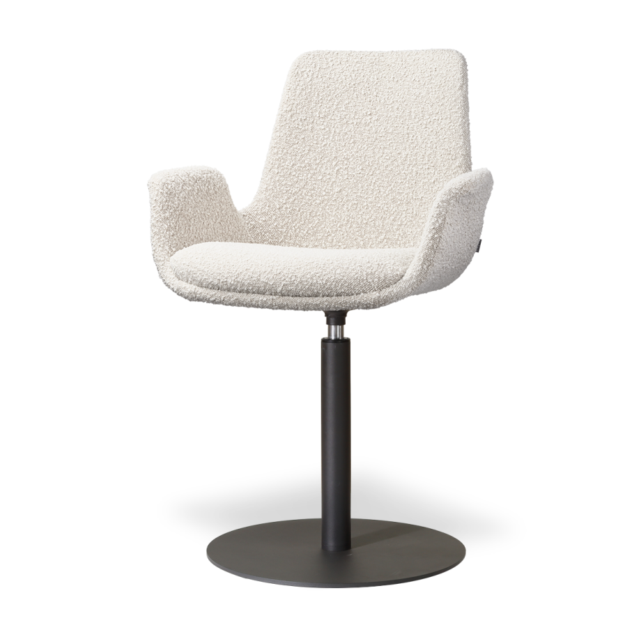 Niva-Eef draaibare tulp eetkamerstoel bouclé beige - mat zwart onderstel Niva-Eef draaibare tulp eetkamerstoel bouclé beige - mat zwart onderstel afbeelding 1