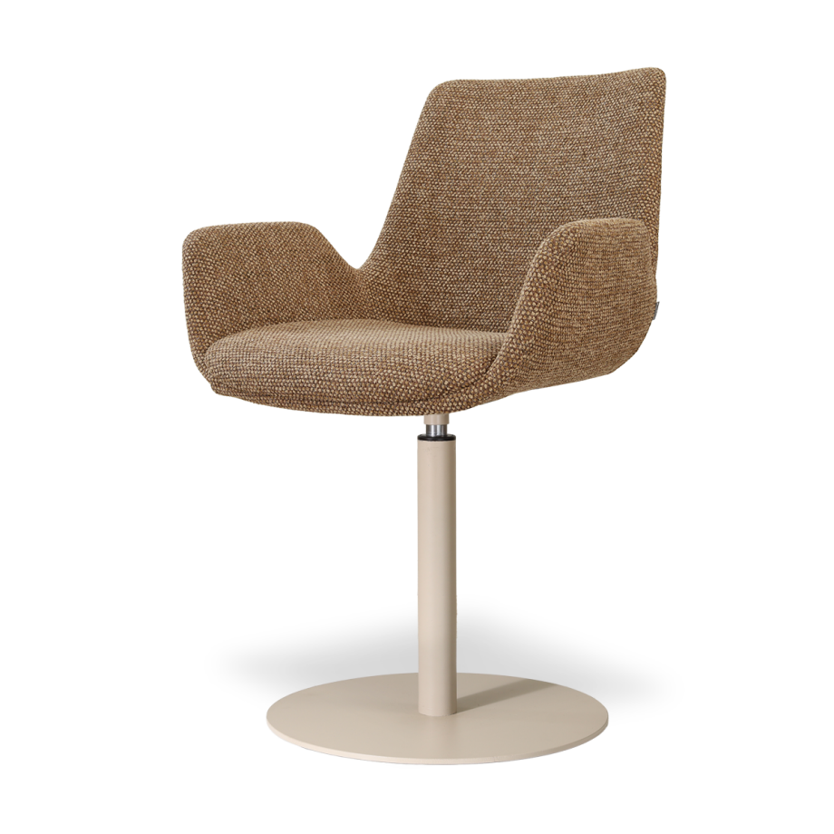 Niva-Eef draaibare tulp eetkamerstoel bruin blend - beige onderstel Niva-Eef draaibare tulp eetkamerstoel bruin blend - beige onderstel afbeelding 1