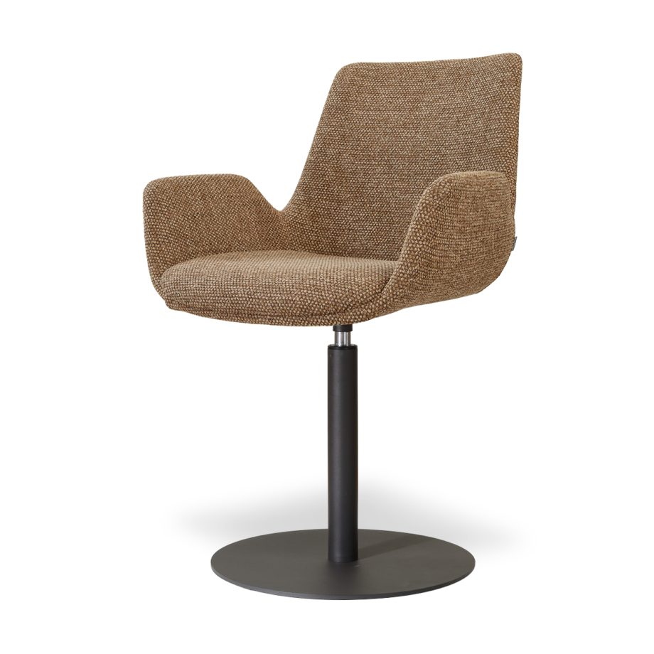 Niva-Eef draaibare tulp eetkamerstoel bruin blend - mat zwart onderstel Niva-Eef draaibare tulp eetkamerstoel bruin blend - mat zwart onderstel afbeelding 1