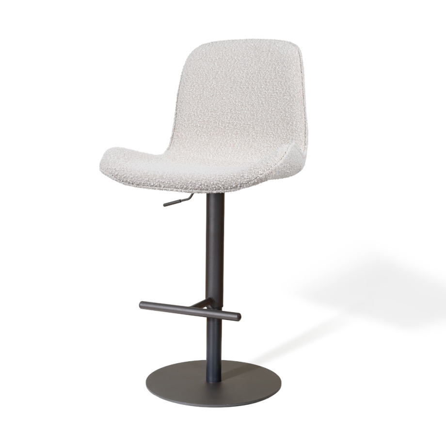 Niva-Fé draaibare tulp barkruk bouclé beige - verstelbaar - mat zwart onderstel Niva-Fé draaibare tulp barkruk bouclé beige - verstelbaar - mat zwart onderstel afbeelding 1