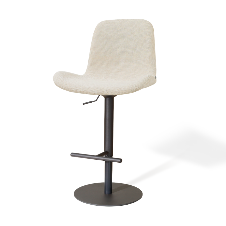 Niva-Fé draaibare tulp barkruk cottonbeige - verstelbaar - mat zwart onderstel afbeelding 1