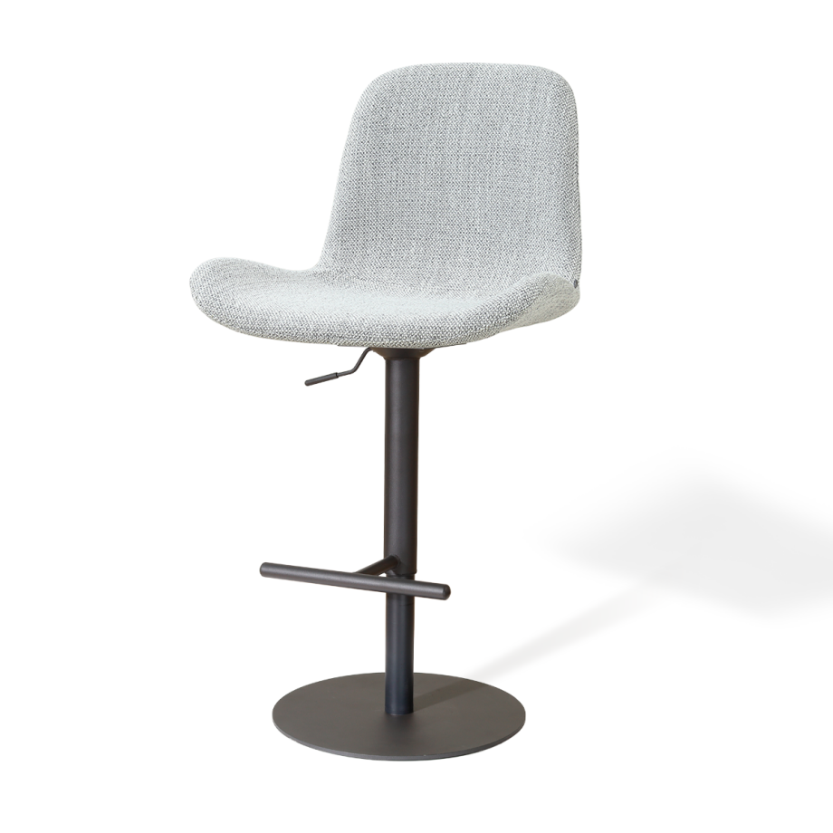 Niva-Fé draaibare tulp barkruk grijs melange - verstelbaar - mat zwart onderstel afbeelding 1