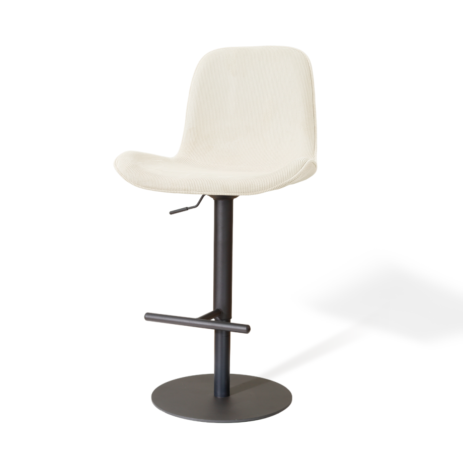 Niva-Fé draaibare tulp barkruk rib beige - verstelbaar - mat zwart onderstel afbeelding 1