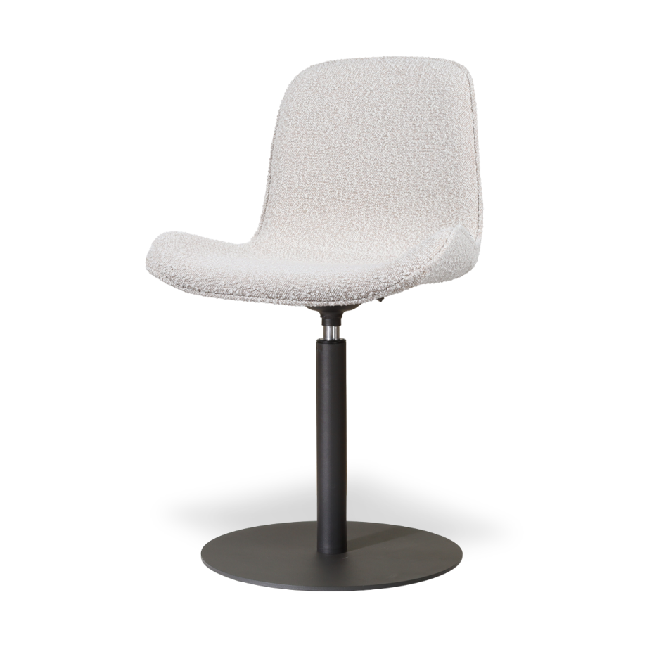 Niva-Fé draaibare tulp eetkamerstoel bouclé beige - mat zwart onderstel afbeelding 1