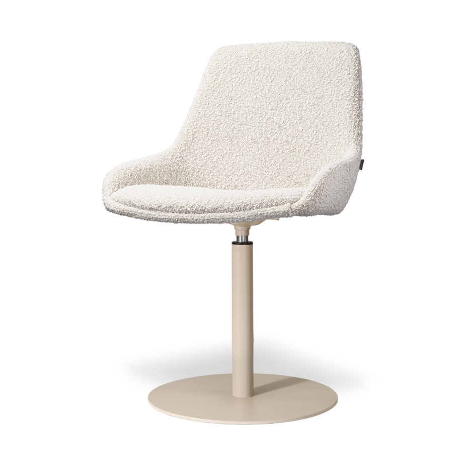 Niva-Isa draaibare tulp eetkamerstoel bouclé beige - beige onderstel afbeelding 1