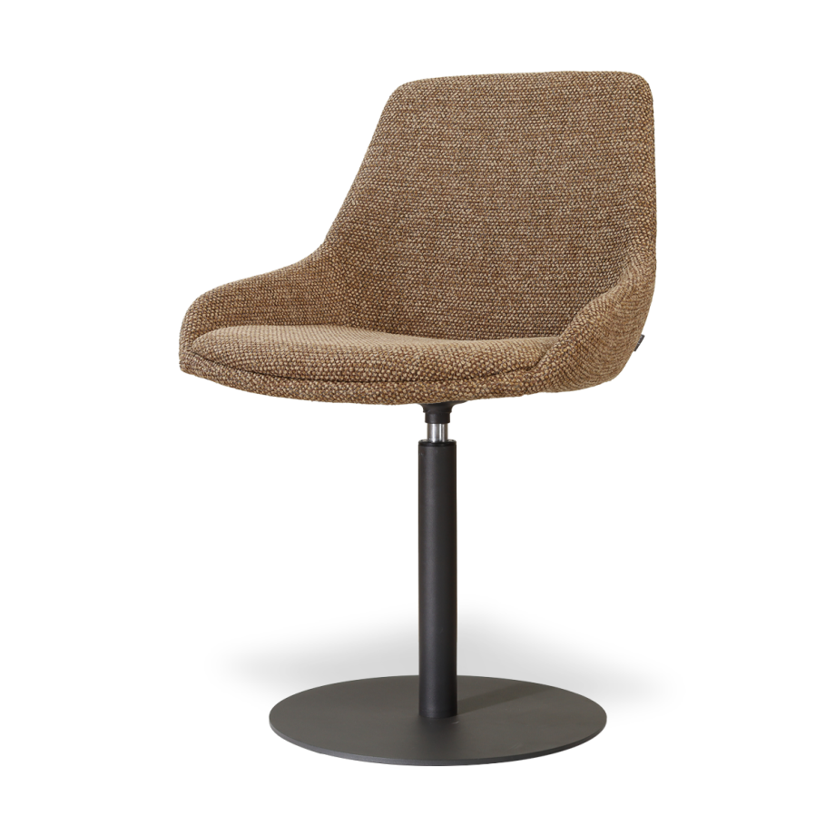 Niva-Isa draaibare tulp eetkamerstoel bruin blend - mat zwart onderstel afbeelding 1