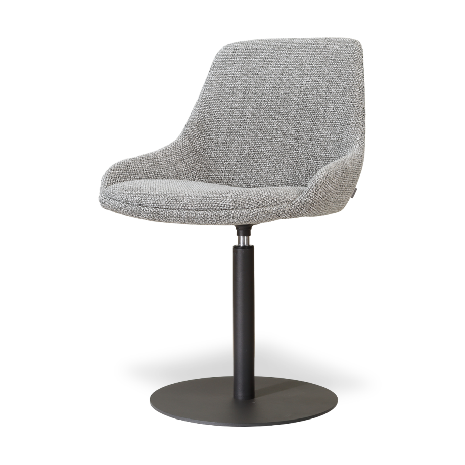 Niva-Isa draaibare tulp eetkamerstoel grijs blend - mat zwart onderstel afbeelding 1