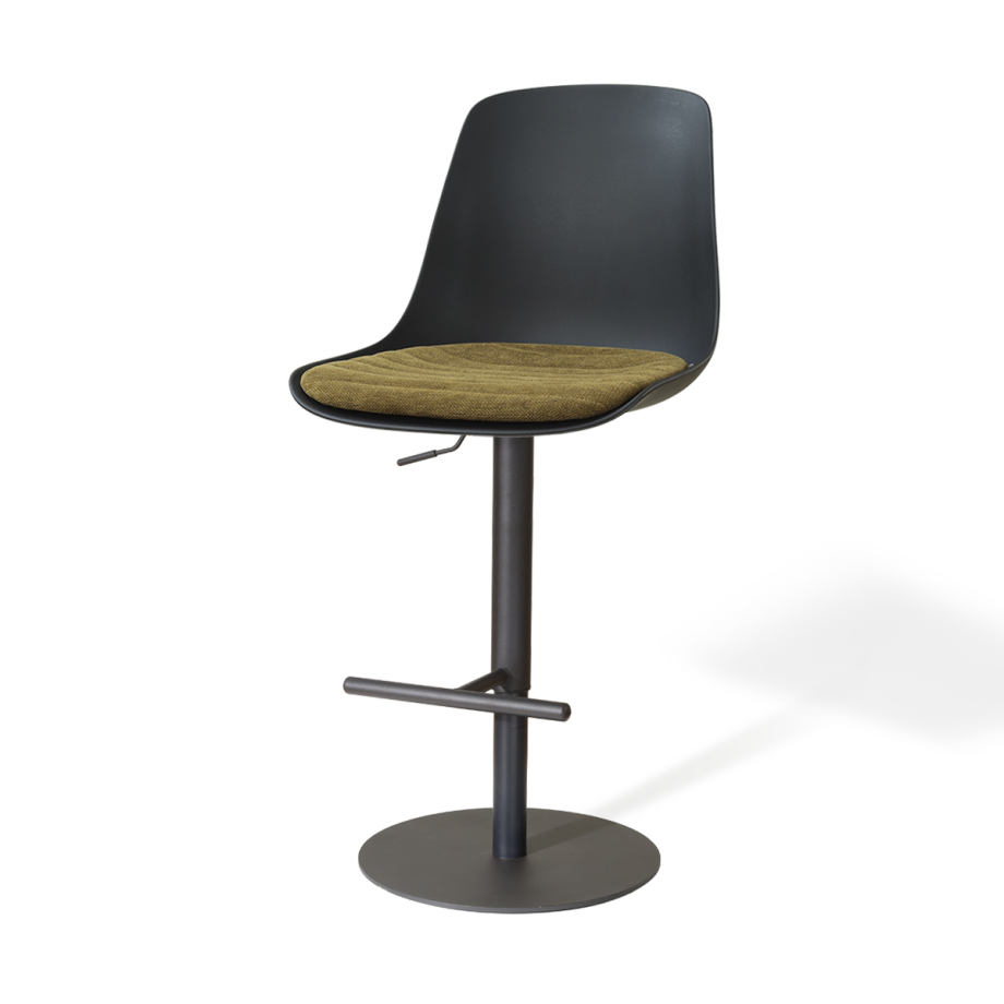 Niva-Liv draaibare tulp barkruk zwart met mosgroen zitkussen - verstelbaar - mat zwart onderstel Niva-Liv draaibare tulp barkruk zwart met mosgroen zitkussen - verstelbaar - mat zwart onderstel afbeelding 1