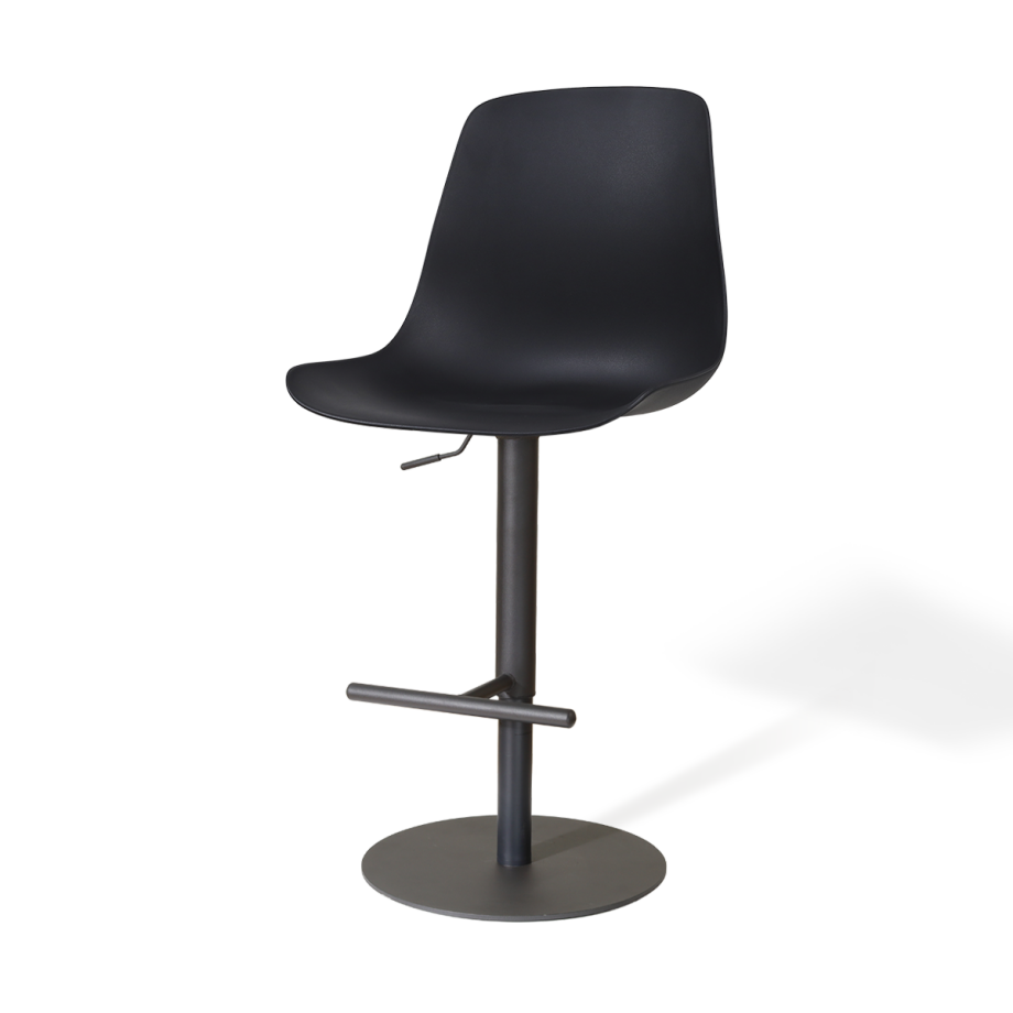 Niva-Liv draaibare tulp barkruk zwart met naturelbeige zitkussen - verstelbaar - mat zwart onderstel afbeelding 1