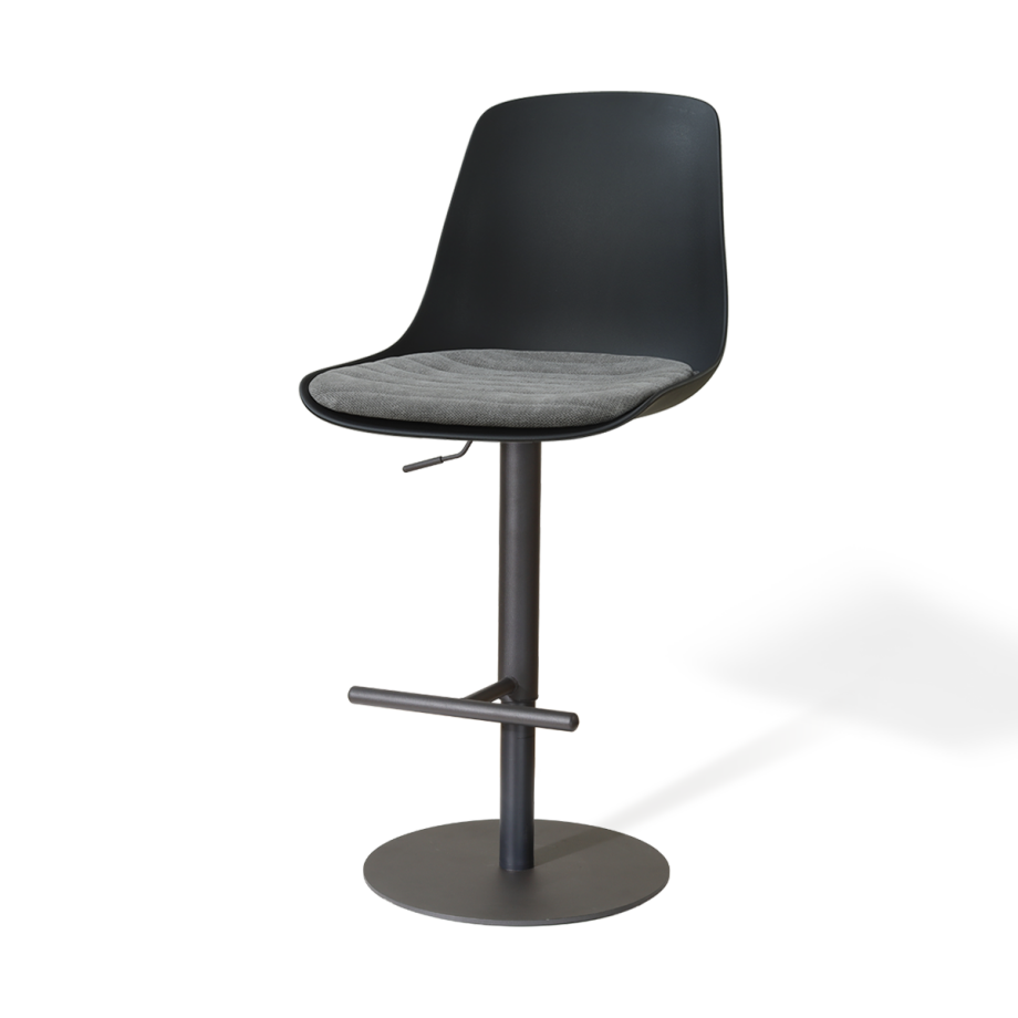 Niva-Liv draaibare tulp barkruk zwart met zeegrijs zitkussen - verstelbaar - mat zwart onderstel Niva-Liv draaibare tulp barkruk zwart met zeegrijs zitkussen - verstelbaar - mat zwart onderstel afbeelding 1