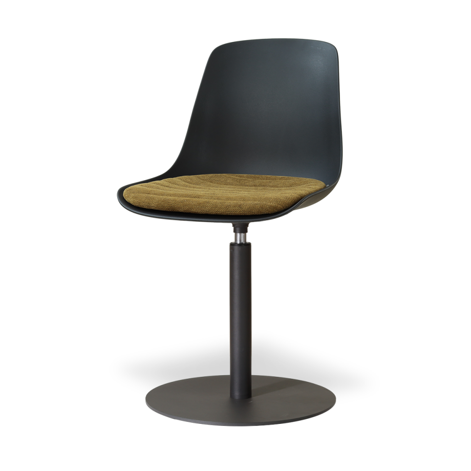 Niva-Liv draaibare tulp eetkamerstoel zwart met mosgroen zitkussen - mat zwart onderstel afbeelding 1