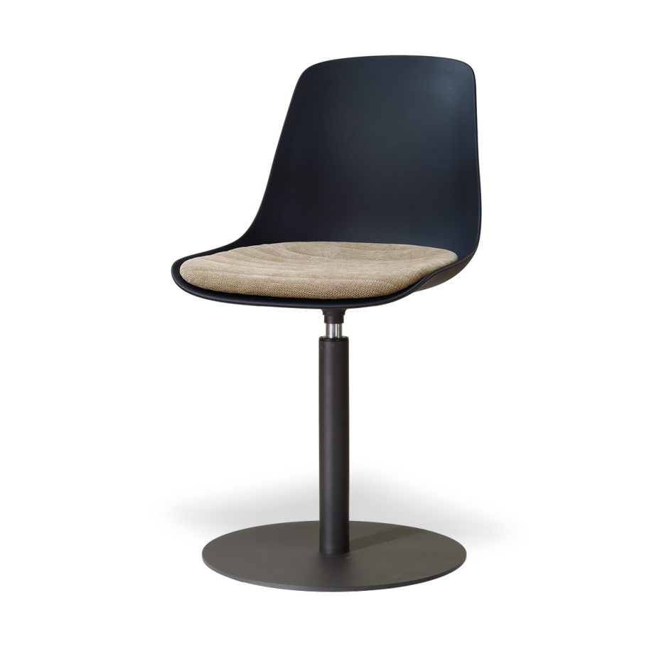 Niva-Liv draaibare tulp eetkamerstoel zwart met nougatbruin zitkussen - mat zwart onderstel Niva-Liv draaibare tulp eetkamerstoel zwart met nougatbruin zitkussen - mat zwart onderstel afbeelding 1