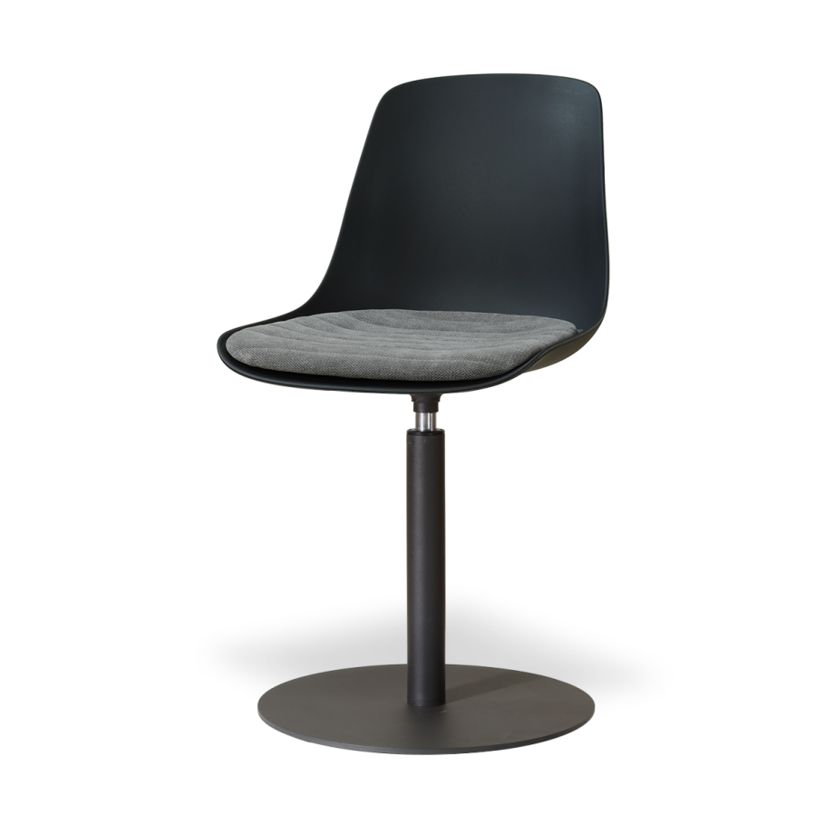 Niva-Liv draaibare tulp eetkamerstoel zwart met zeegrijs zitkussen - mat zwart onderstel Niva-Liv draaibare tulp eetkamerstoel zwart met zeegrijs zitkussen - mat zwart onderstel afbeelding 1