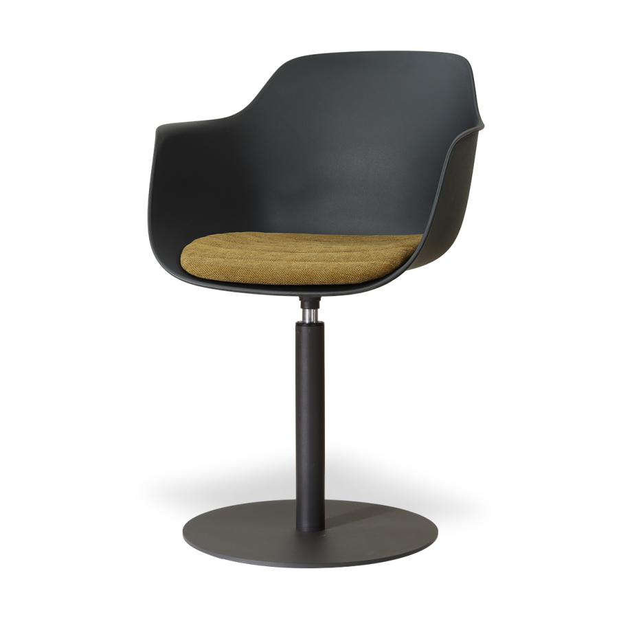 Niva-Liz draaibare tulp eetkamerstoel zwart met mosgroen zitkussen - mat zwart onderstel Niva-Liz draaibare tulp eetkamerstoel zwart met mosgroen zitkussen - mat zwart onderstel afbeelding 1