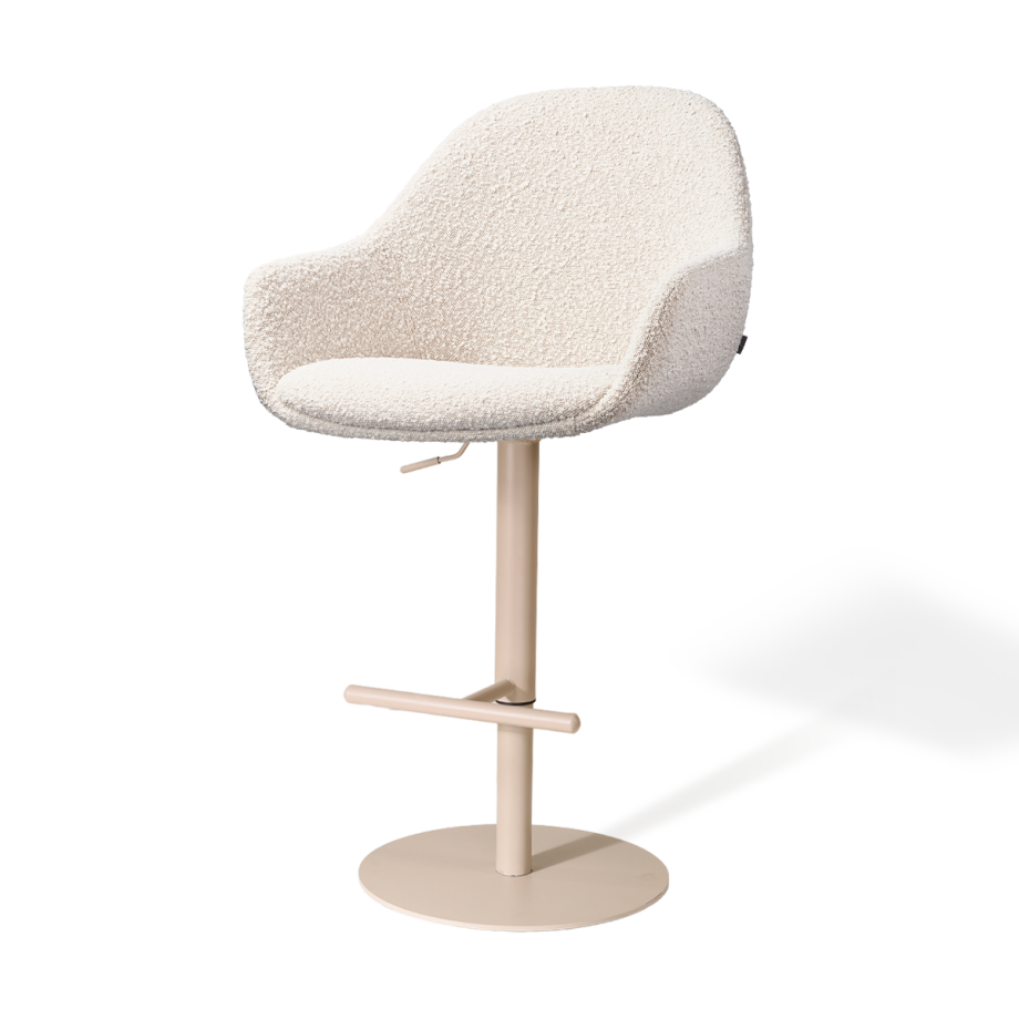 Niva-Mae draaibare tulp barkruk bouclé beige - verstelbaar - beige onderstel afbeelding 1