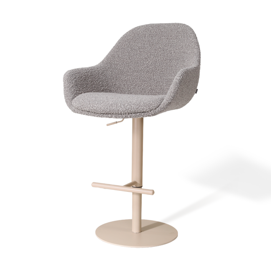 Niva-Mae draaibare tulp barkruk bouclé taupe - verstelbaar - beige onderstel Niva-Mae draaibare tulp barkruk bouclé taupe - verstelbaar - beige onderstel afbeelding 1