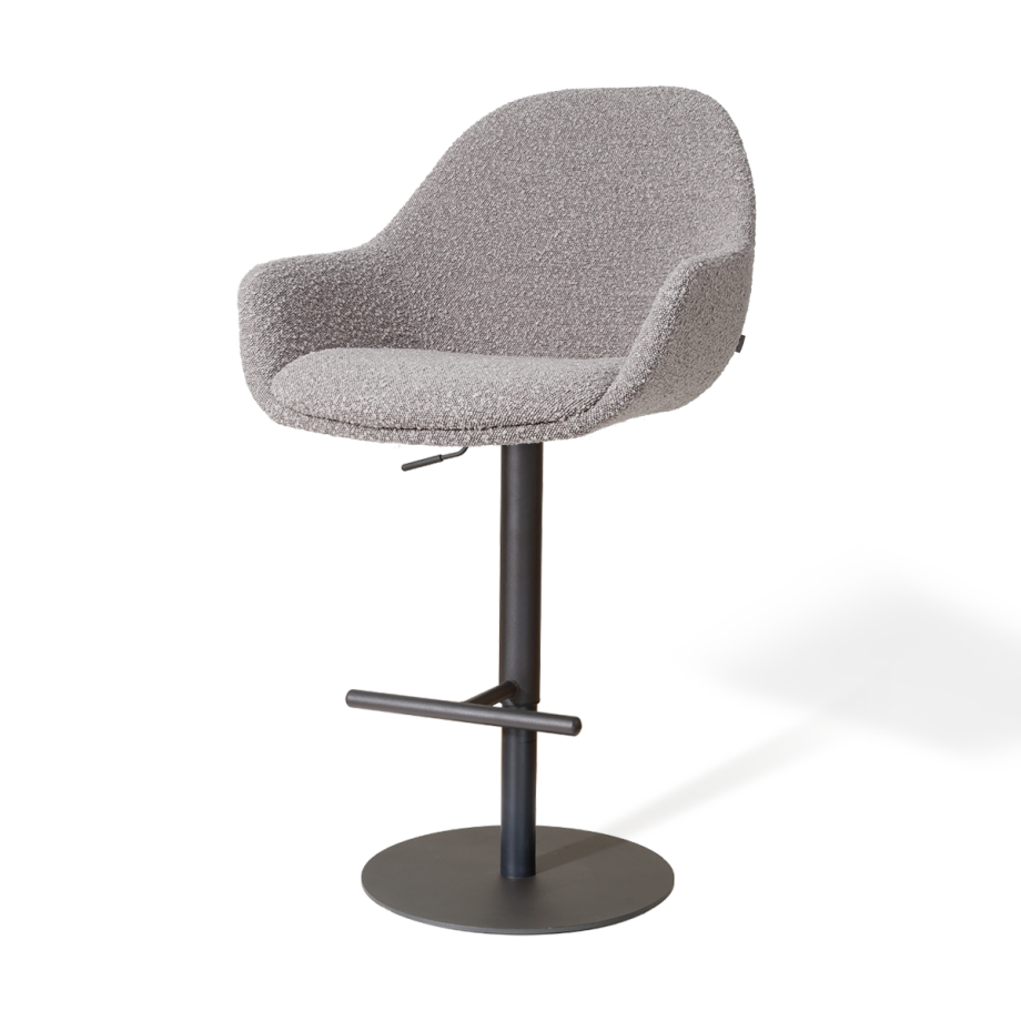 Niva-Mae draaibare tulp barkruk bouclé taupe - verstelbaar - mat zwart onderstel Niva-Mae draaibare tulp barkruk bouclé taupe - verstelbaar - mat zwart onderstel afbeelding 1