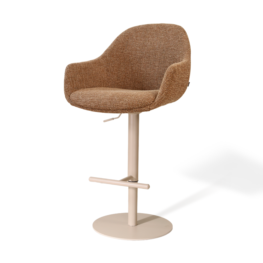 Niva-Mae draaibare tulp barkruk bruin blend - verstelbaar - beige onderstel afbeelding 1