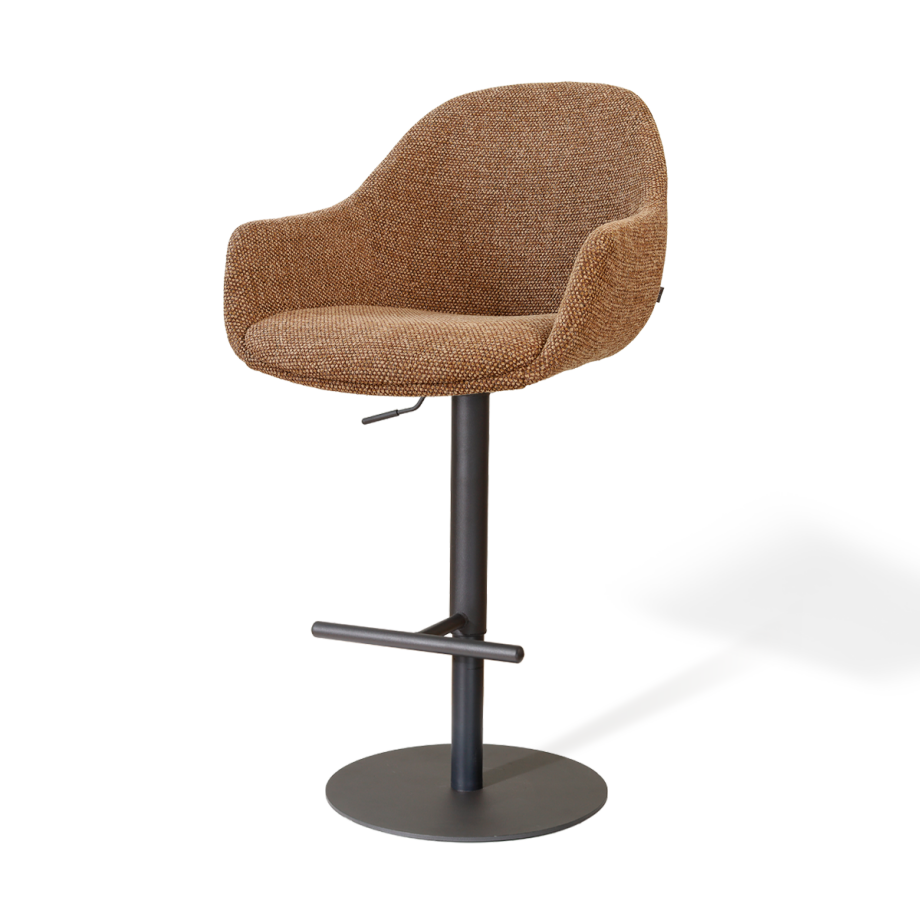 Niva-Mae draaibare tulp barkruk bruin blend - verstelbaar - mat zwart onderstel Niva-Mae draaibare tulp barkruk bruin blend - verstelbaar - mat zwart onderstel afbeelding 1