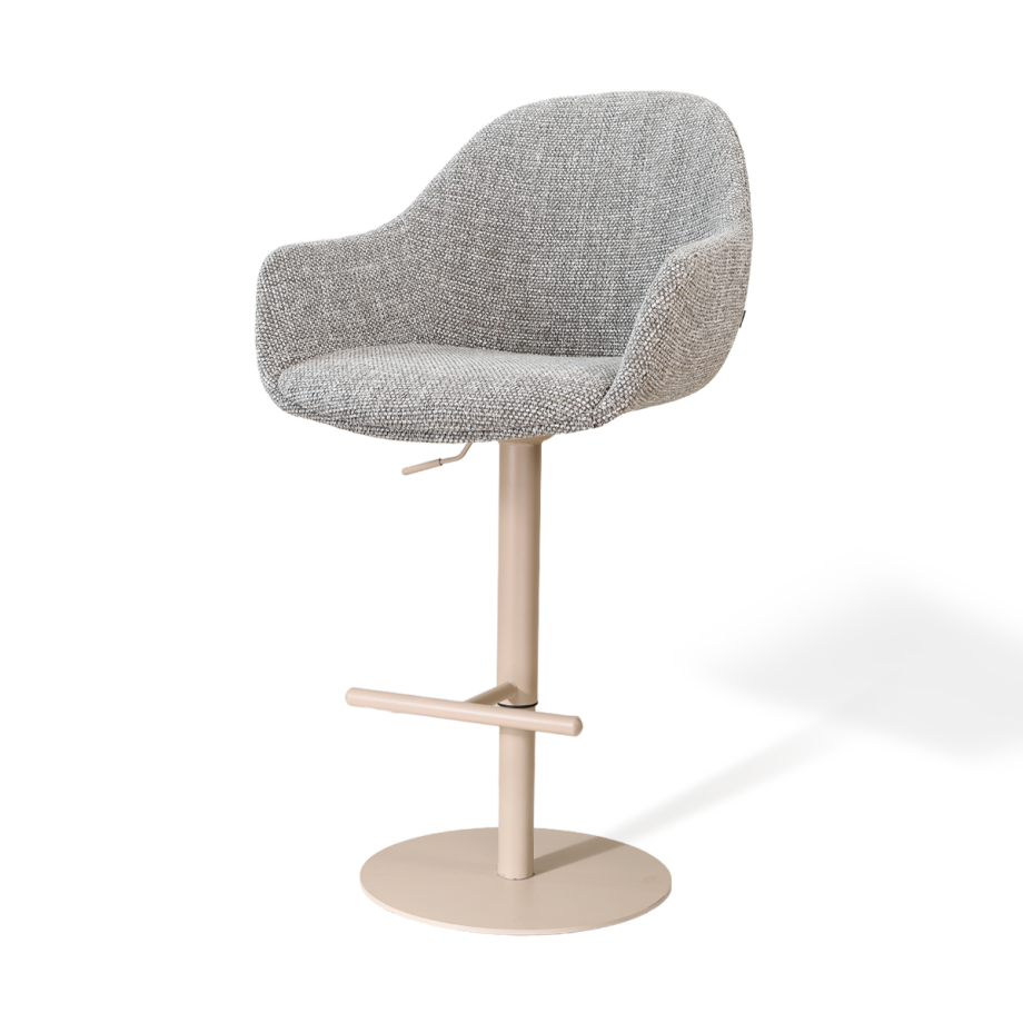 Niva-Mae draaibare tulp barkruk grijs blend - verstelbaar - beige onderstel afbeelding 1