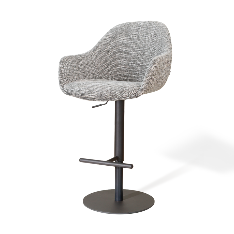 Niva-Mae draaibare tulp barkruk grijs blend - verstelbaar - mat zwart onderstel Niva-Mae draaibare tulp barkruk grijs blend - verstelbaar - mat zwart onderstel afbeelding 1