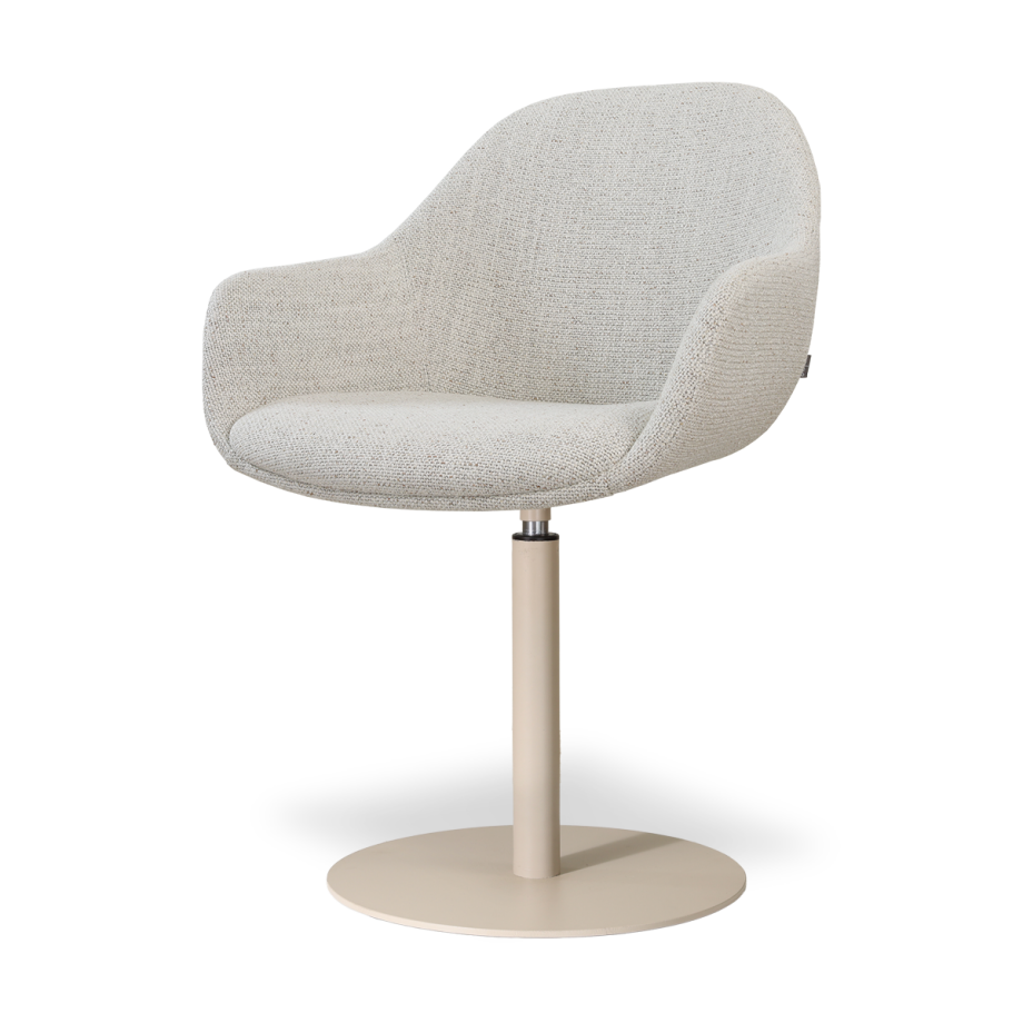 Niva-Mae draaibare tulp eetkamerstoel beige gemêleerd - beige onderstel Niva-Mae draaibare tulp eetkamerstoel beige gemêleerd - beige onderstel afbeelding 1