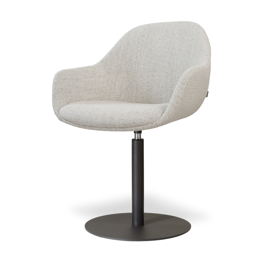Niva-Mae draaibare tulp eetkamerstoel beige gemêleerd - mat zwart onderstel afbeelding 1