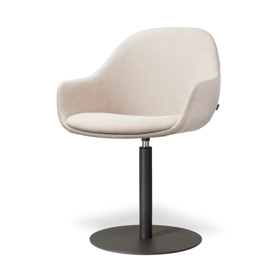 Niva-Mae draaibare tulp eetkamerstoel beige - mat zwart onderstel afbeelding 1