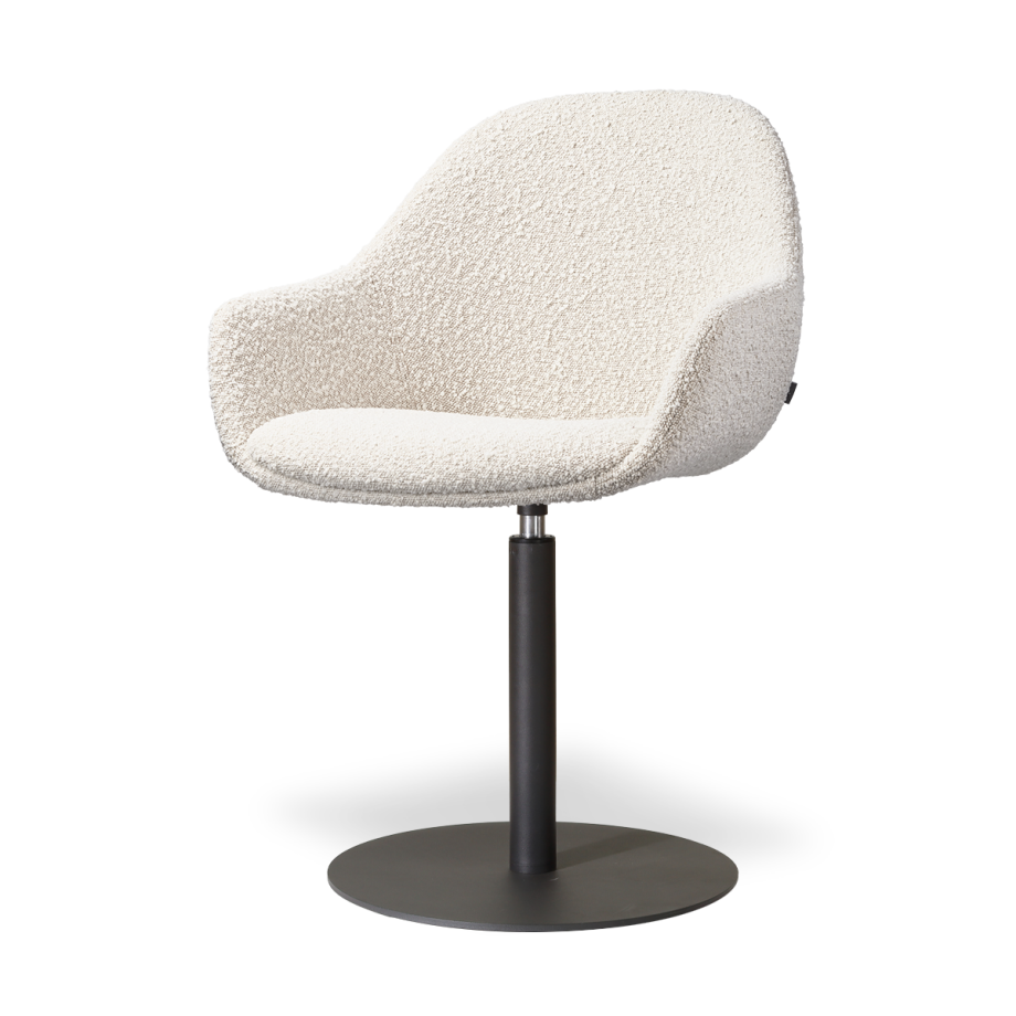 Niva-Mae draaibare tulp eetkamerstoel bouclé beige - mat zwart onderstel afbeelding 1