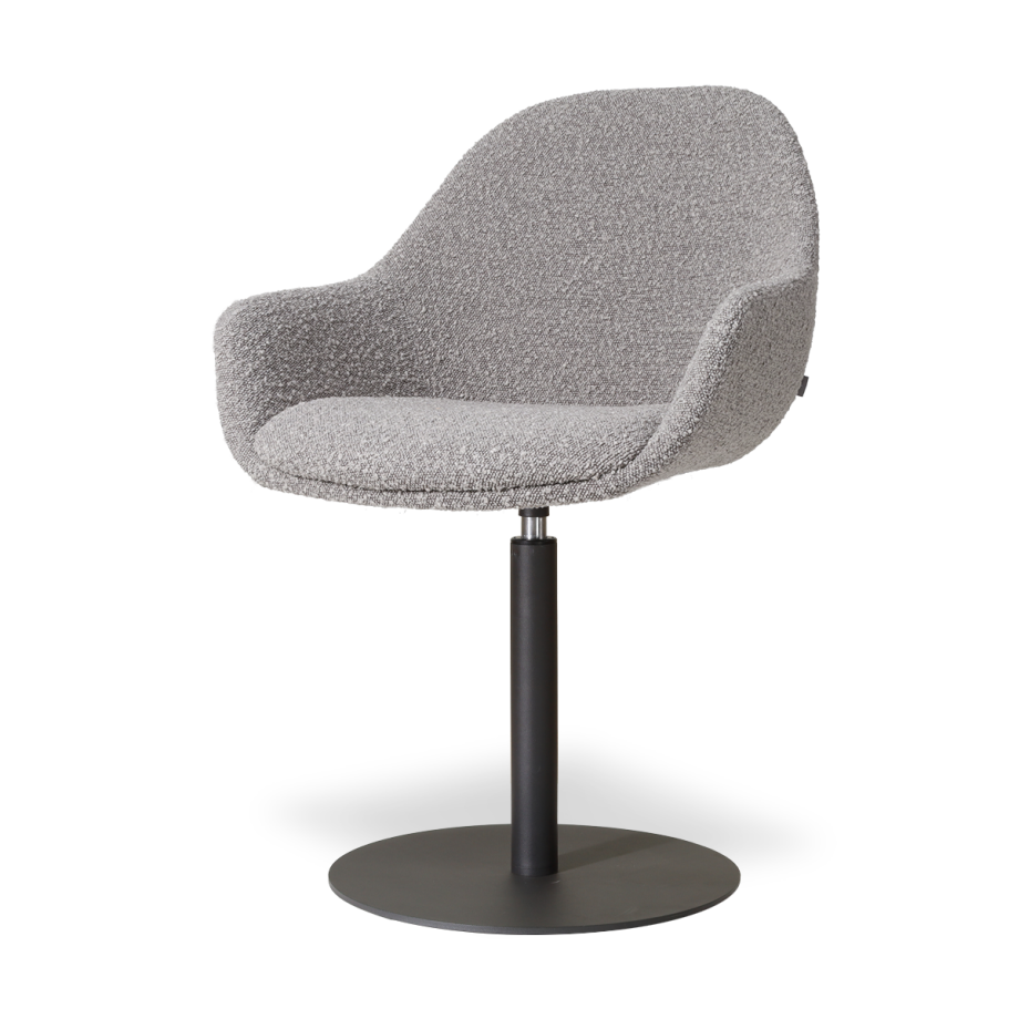 Niva-Mae draaibare tulp eetkamerstoel bouclé taupe - mat zwart onderstel afbeelding 1