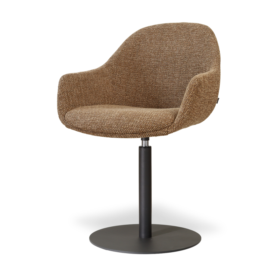Niva-Mae draaibare tulp eetkamerstoel bruin blend - mat zwart onderstel afbeelding 1