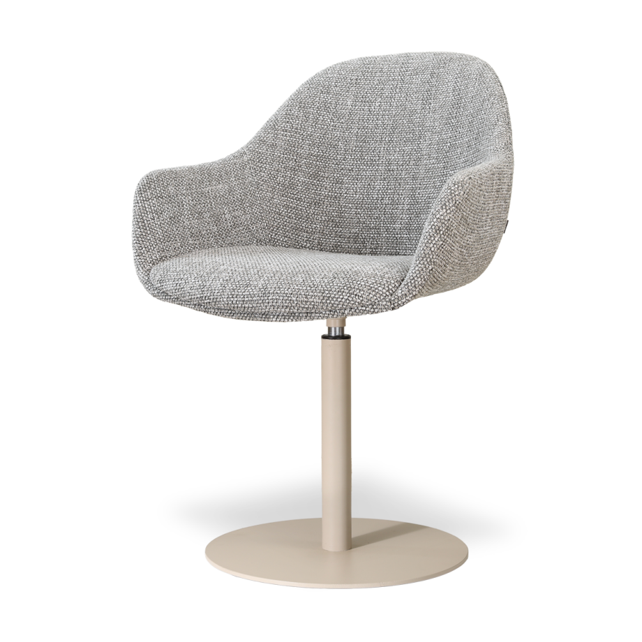 Niva-Mae draaibare tulp eetkamerstoel grijs blend - beige onderstel afbeelding 1