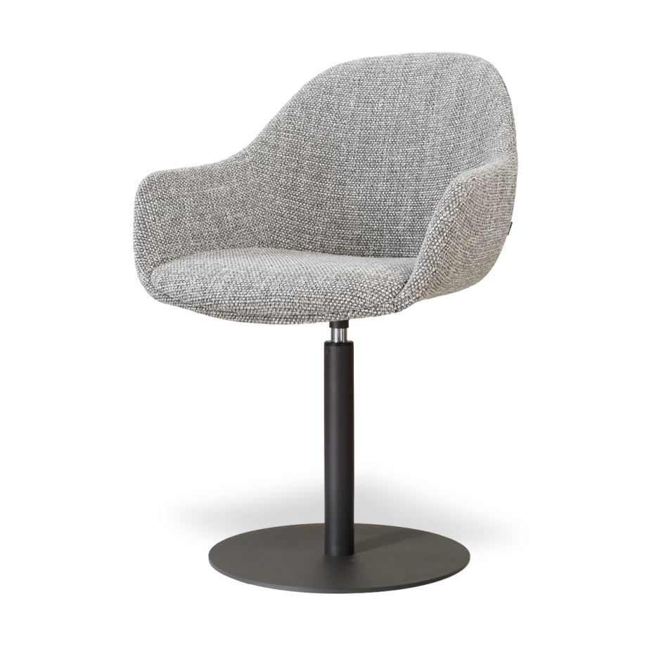 Niva-Mae draaibare tulp eetkamerstoel grijs blend - mat zwart onderstel afbeelding 1
