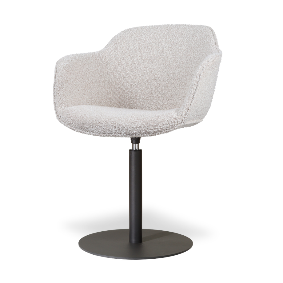 Niva-Mare draaibare tulp eetkamerstoel bouclé beige - mat zwart onderstel afbeelding 1